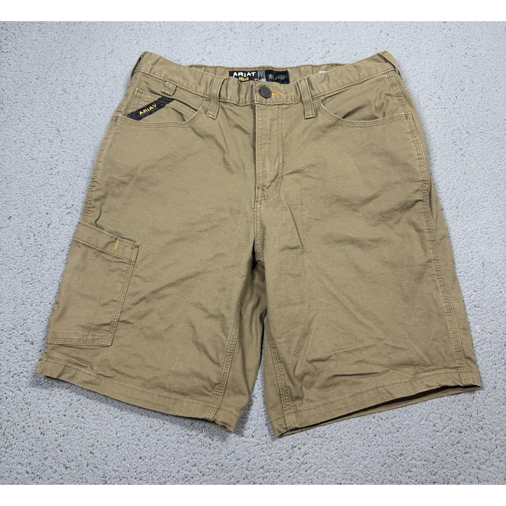 Ariat Rebar M4 Shorts Mens 32 Brown Cargo Canvas Workwear Relaxed Fit 9 Inseam